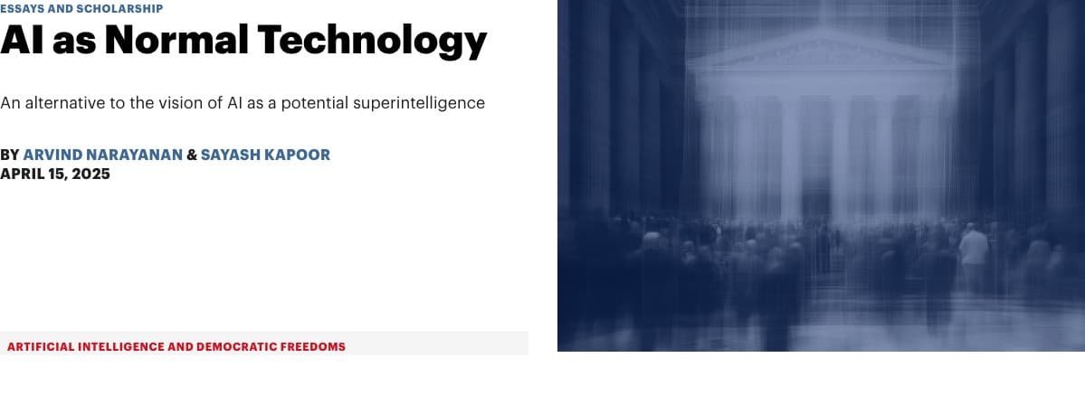 The title and byline of AI as Normal Technology on the Knight Institute website