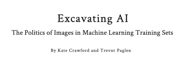 The title card for Excavating AI by Kate Crawford and Trevor Paglen